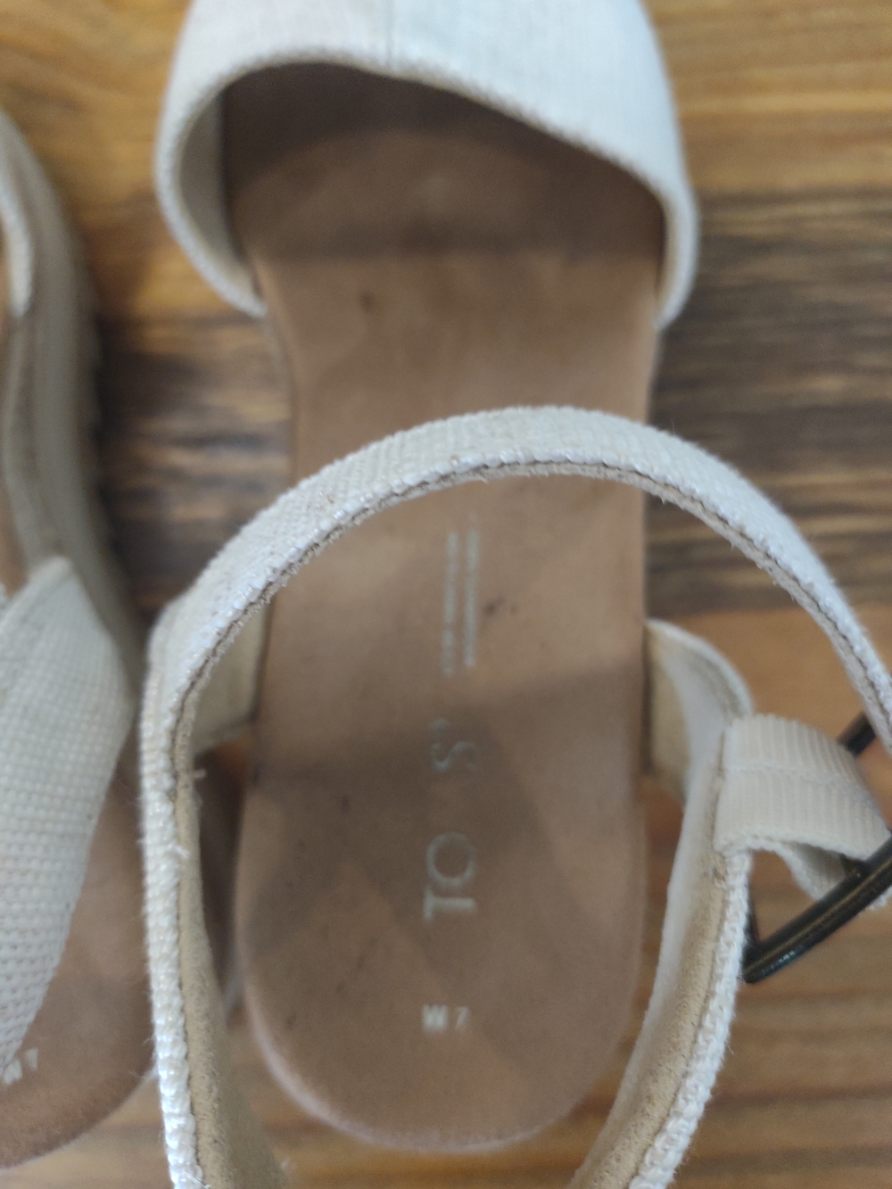 Toms Cream Canvas Espadrille Platform Sandals - Picture 3 of 6